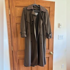 Gallery Dark Brown Trench Coat with Leather Collar